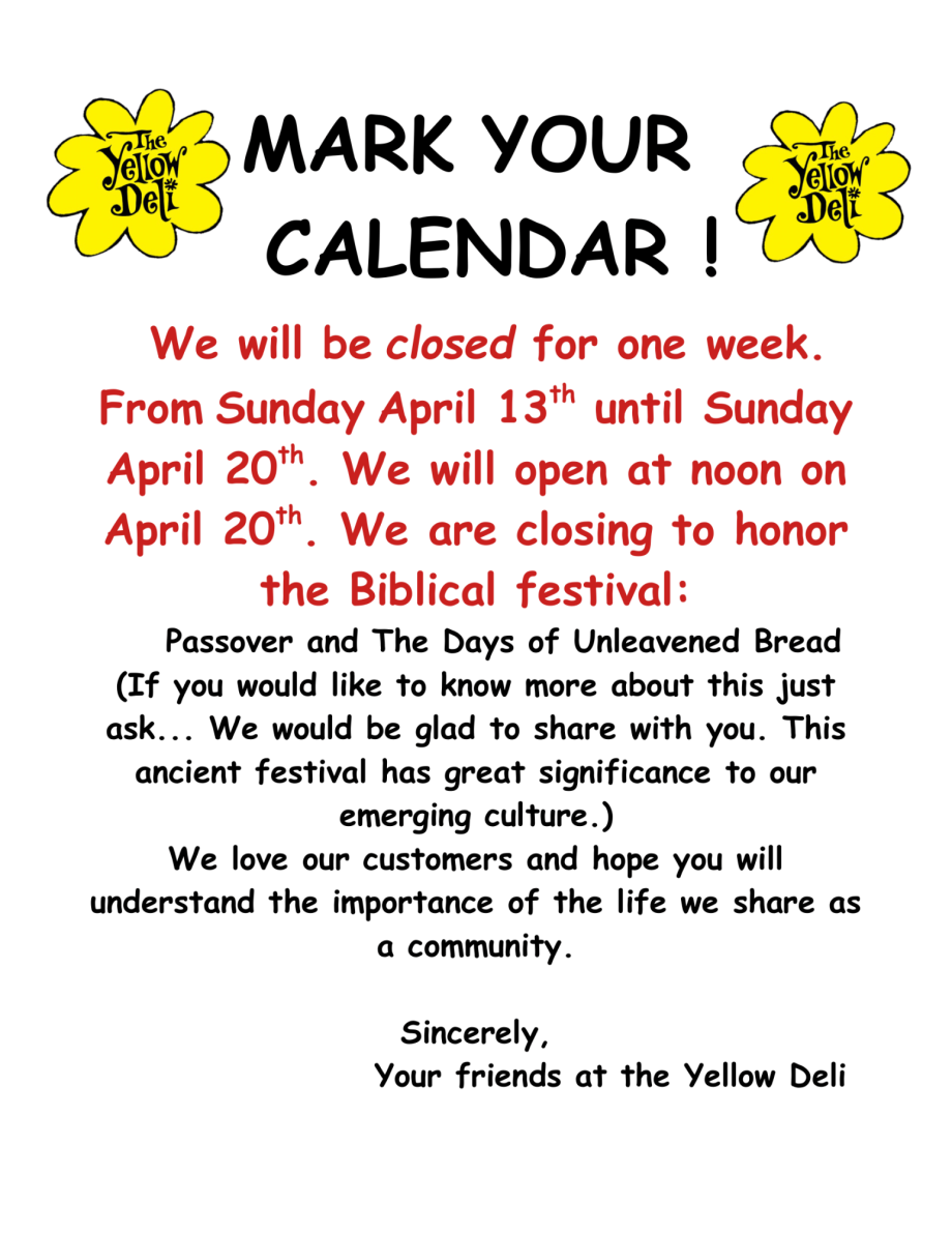 Take note! We are closed this week! We will reopen Sunday 5/20 at noon.